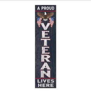 KH Sports Fan US Veteran Welcome Leaner Sign 40-in H × 8-in W Patriotic Sign NEW